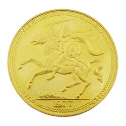 Queen Elizabeth II Isle of Man 1977 gold five pound coin