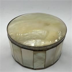 Mother of pearl nativity scene, together with mother of pearl box, shell and carved shell