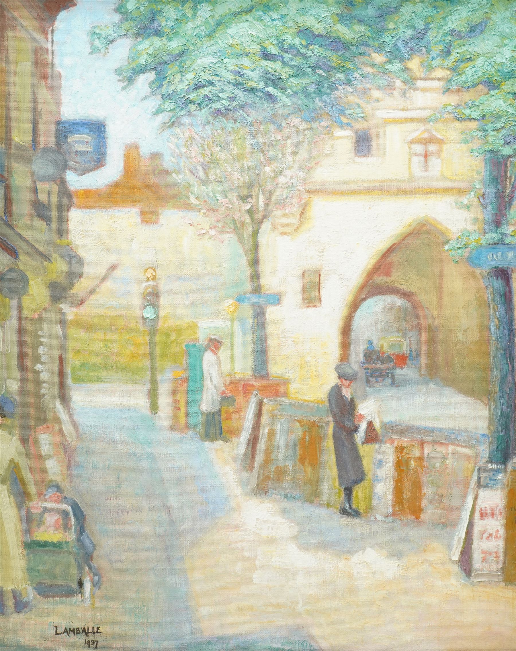 French School (Early 20th century): Lamballe Street Scene, oil on canvas titled and dated 1937, 49cm x 39cm 