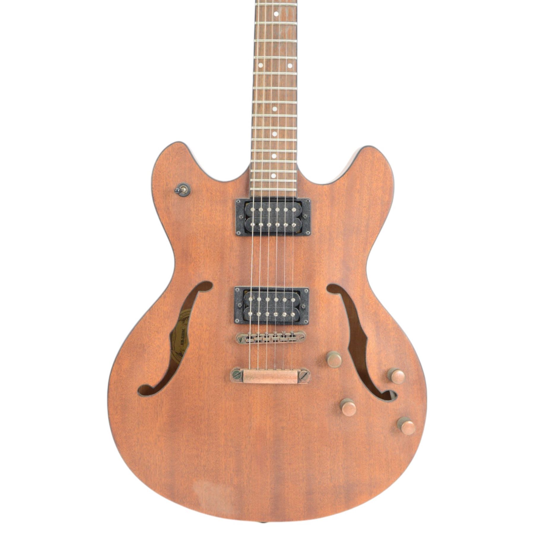 Washburn HB-32DM hollow body electric guitar, in distressed matte finish, serial no. SI070500032, contained within a Washburn soft carry case, guitar length L106cm