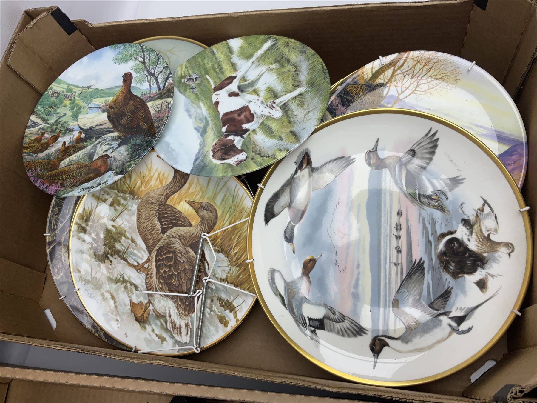 Melba ware shire horse and another similar shire, together with a collection of collectors plates, in four boxes