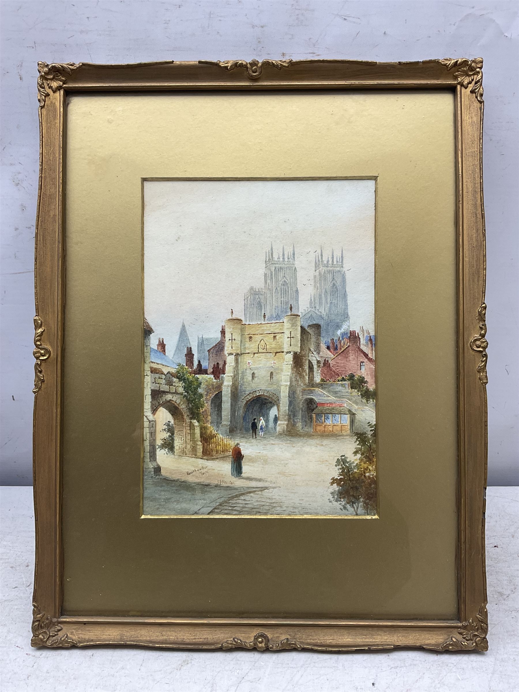 C J Norton (British 20th Century): 'Petergate - York' and 'Bootham Bar - York', pair watercolours signed and titled 26cm x 18cm (2)