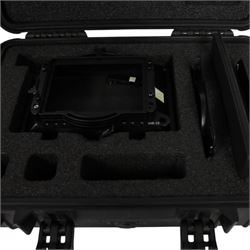 Arri LMB-25 kit comprising LMB-25 Matte Box with three filter stages, one top light shield, two clamp-on adapters one 87mm and one 110mm and five masks, in a custom cut Peli 1500 case