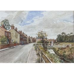 John Cecil Lund (British 1932-): 'Sherburn Road - Cawood', watercolour signed, titled on the mount 15cm x 21cm