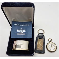 Seiko Kinetic wristwatch, Giorgio Armani wristwatch, 2 Victorian gilt Albertina chains, silver fob watch stamped 800, boxed silver hallmarked napkin ring, silver hallmarked keyring and collection of other items. 