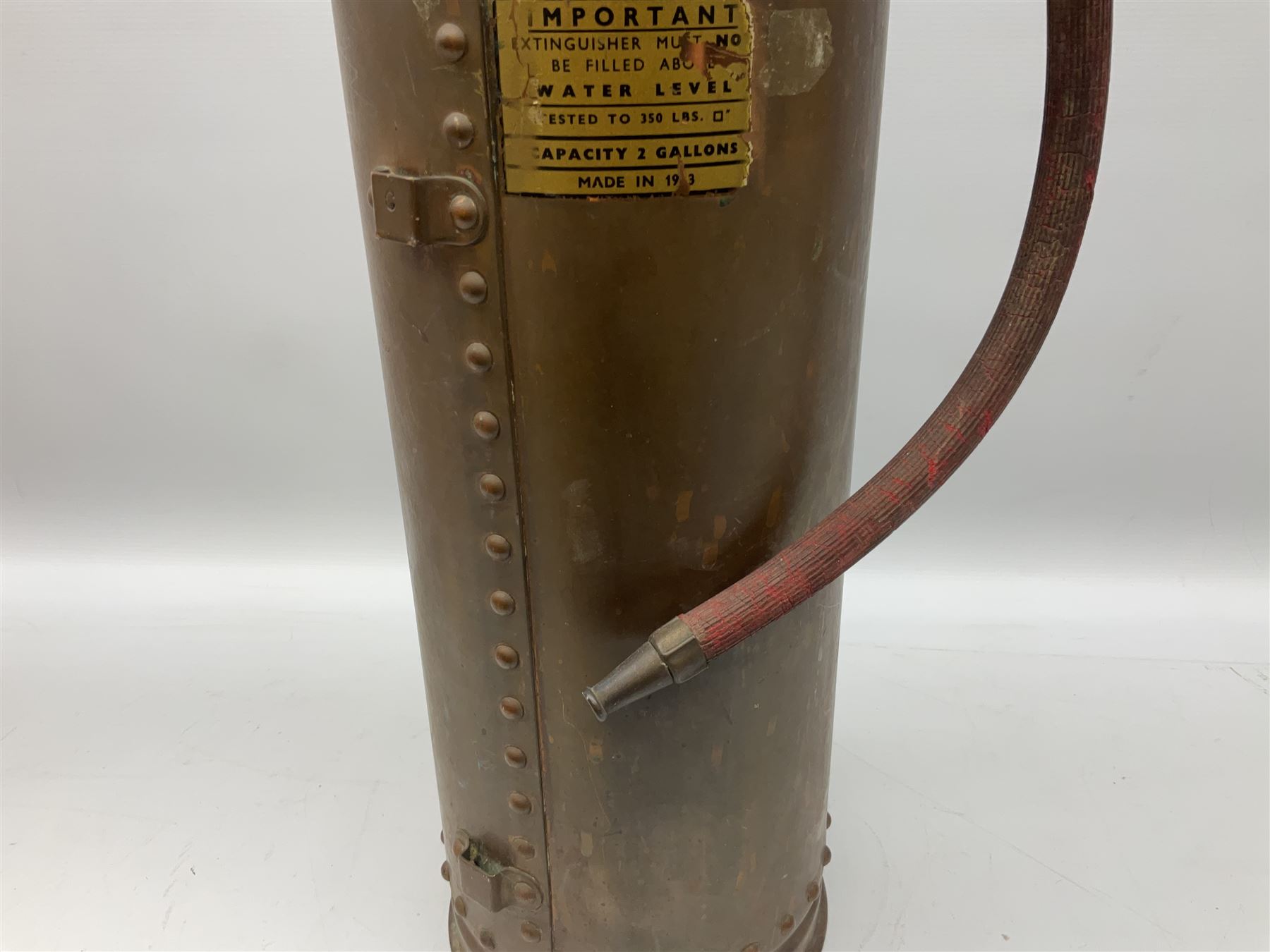 Large copper ‘Waterloo’ fire extinguisher by Read and Campbell Ltd and another Safex example 
