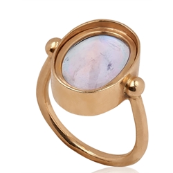 18ct gold oval cabochon rainbow moonstone ring, hallmarked
