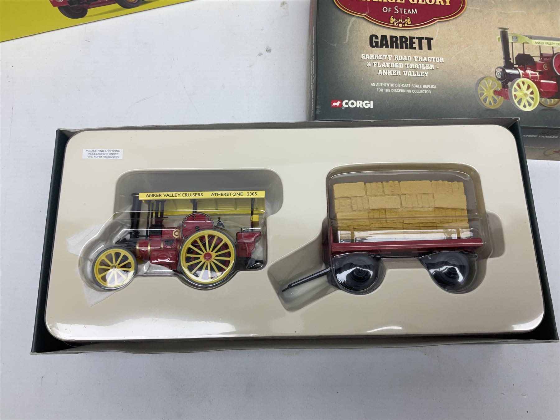 Corgi - 16801 Pinder Jean Richard Scammell Highwayman with two animal cages; CC12303 Premium Edition Scammell Contractor Austen Bros.; 80307 limited edition Vintage Glory Garrett Road Tractor and Flatbed Trailer; 09802 ERF 8 Wheel Rigid with load; 98459 White Soda Truck; and two Tesco lorries; all boxed (7)