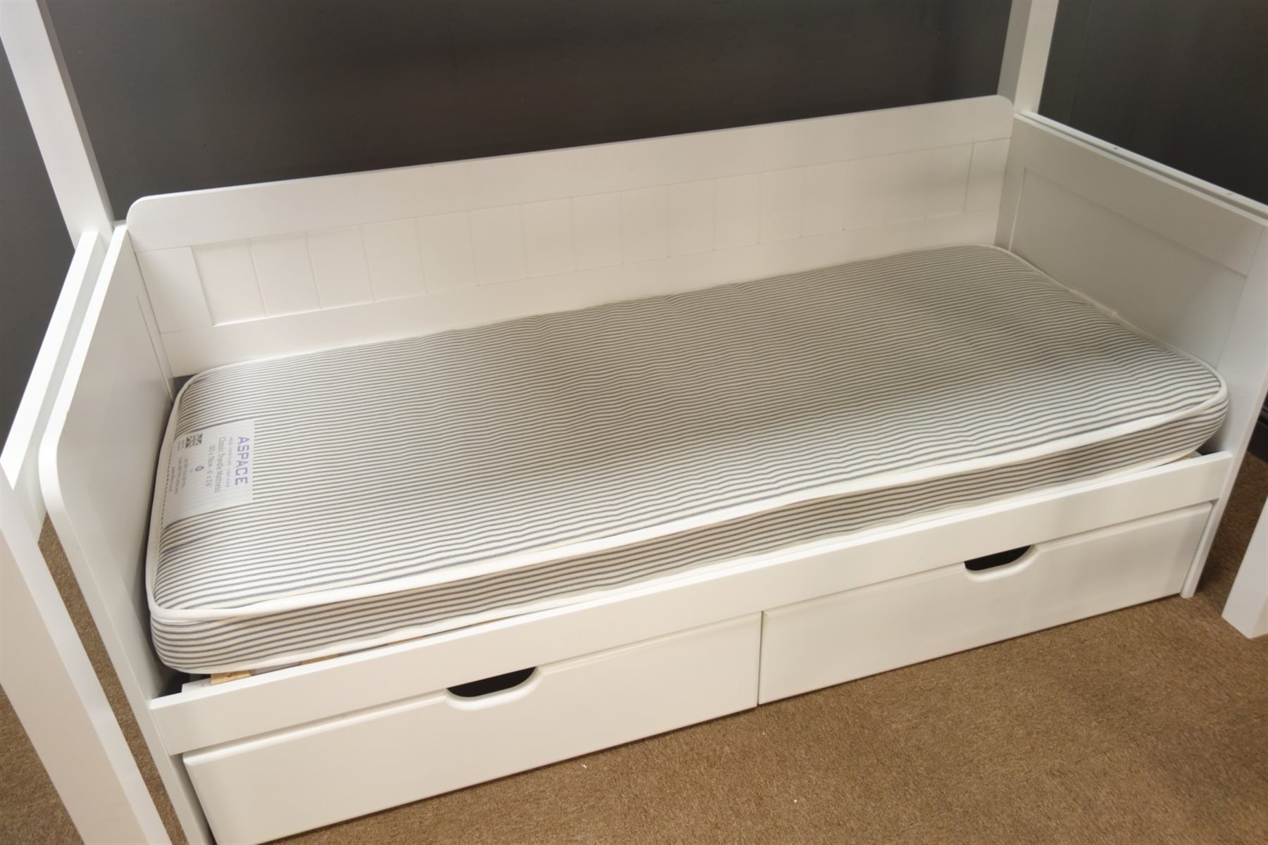 Aspace Warwich high sleeper bunk bed, full size single bed on raised