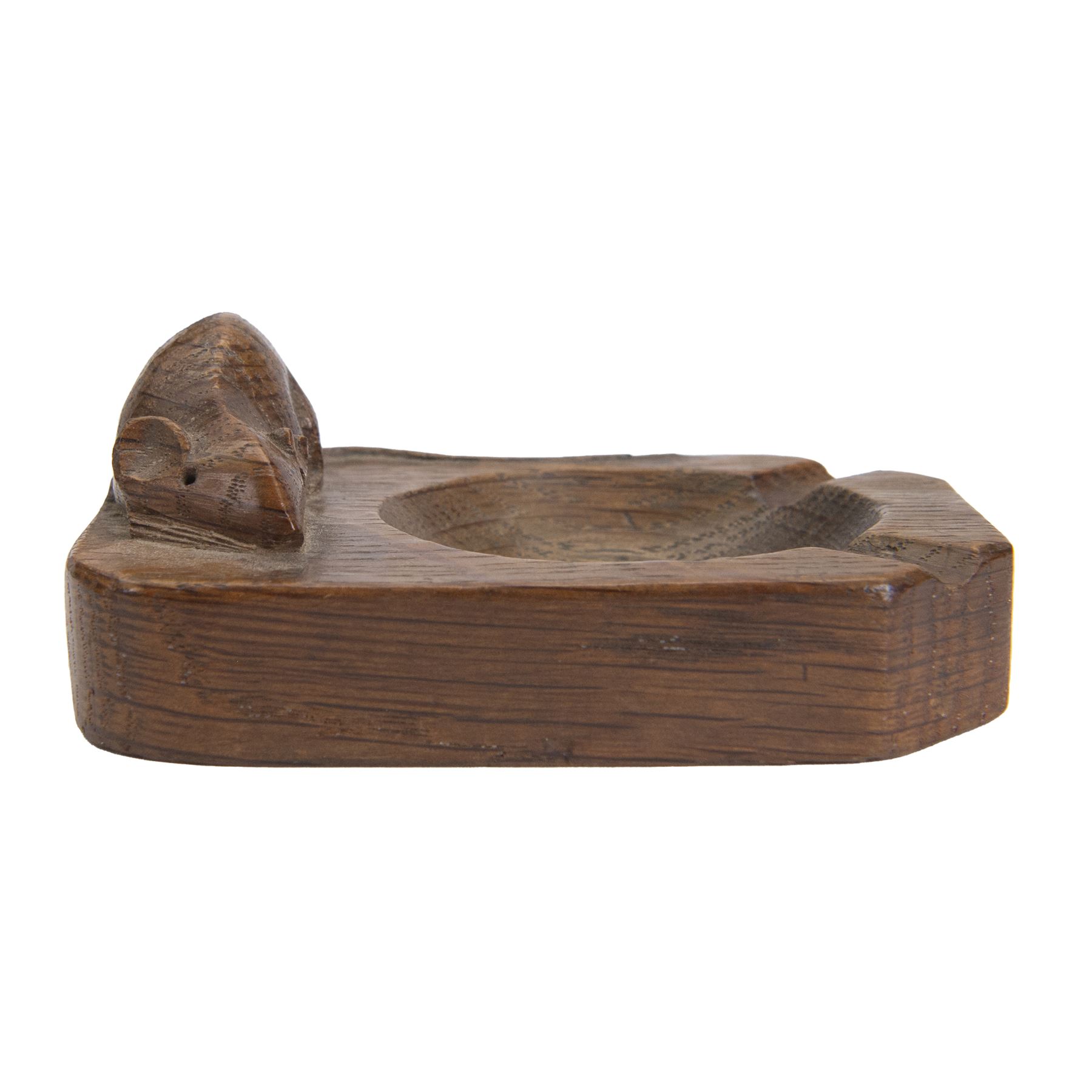 Mouseman - tooled oak ashtray, rectangular form with canted and rounded corners, carved with mouse signature, by the workshop of Robert Thompson, Kilburn, W10cm