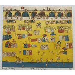 Maggie Burley (British Contemporary): 'Bank Holiday', etching and aquatint signed titled and numbered 11/60 in pencil 22cm x 25cm