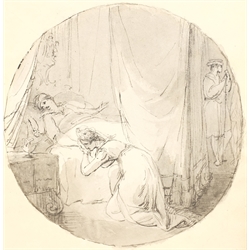 William Henry Brooke (British 1772-1860): 'Lady Jane Grey', ink and sepia watercolour unsigned, titled and inscribed beneath the mount 12cm diameter