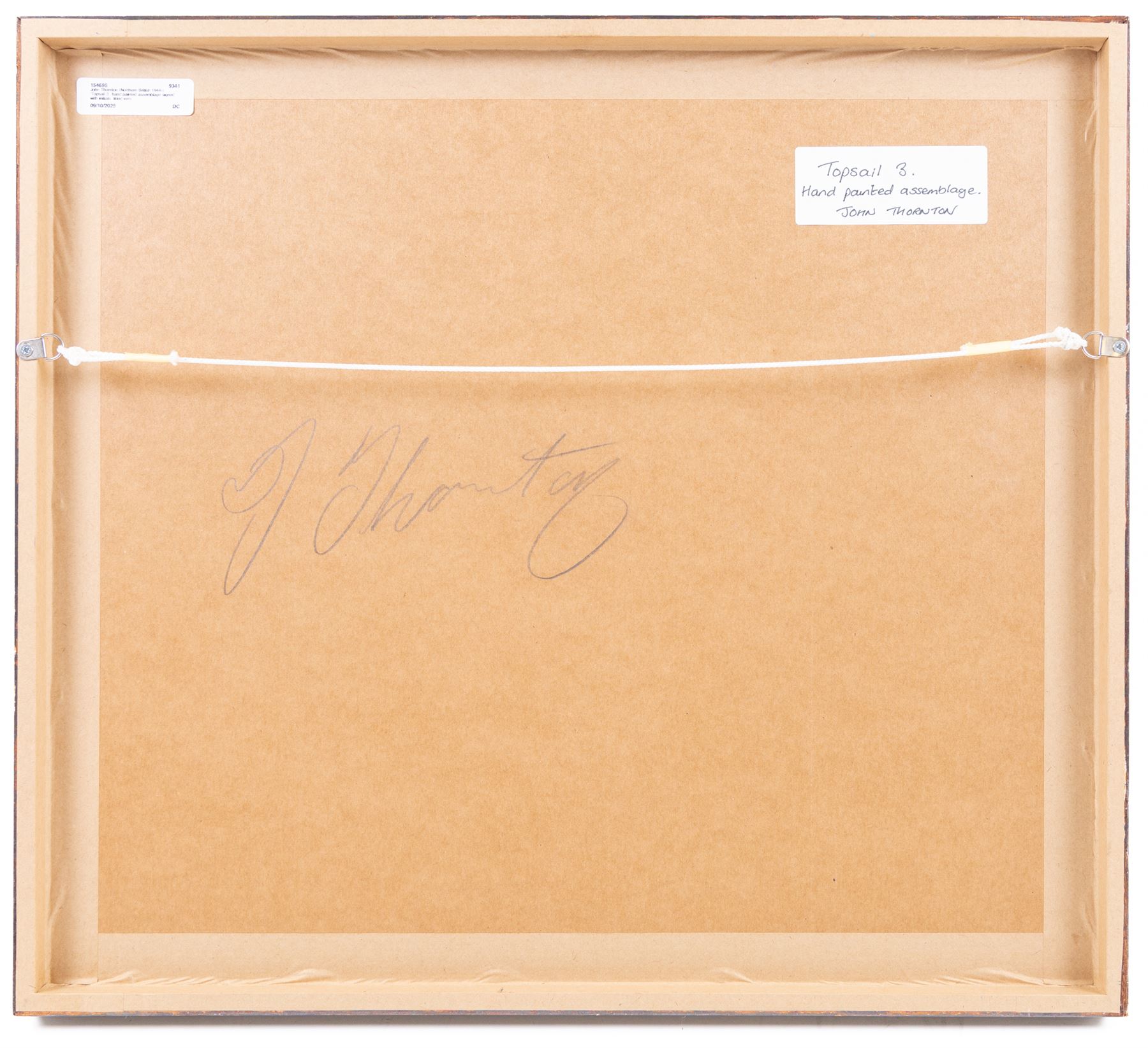 John Thornton (Northern British 1944-): ‘Topsail 3’, hand painted assemblage signed with initials, titled verso 30cm x 35cm 