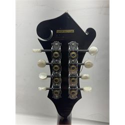 Ashbury F-Model eight-string mandolin, model no.IMF-150 with two-piece maple back and ribs and sunburst top, mother-of-pearl inlay; bears maker's label; L69cm