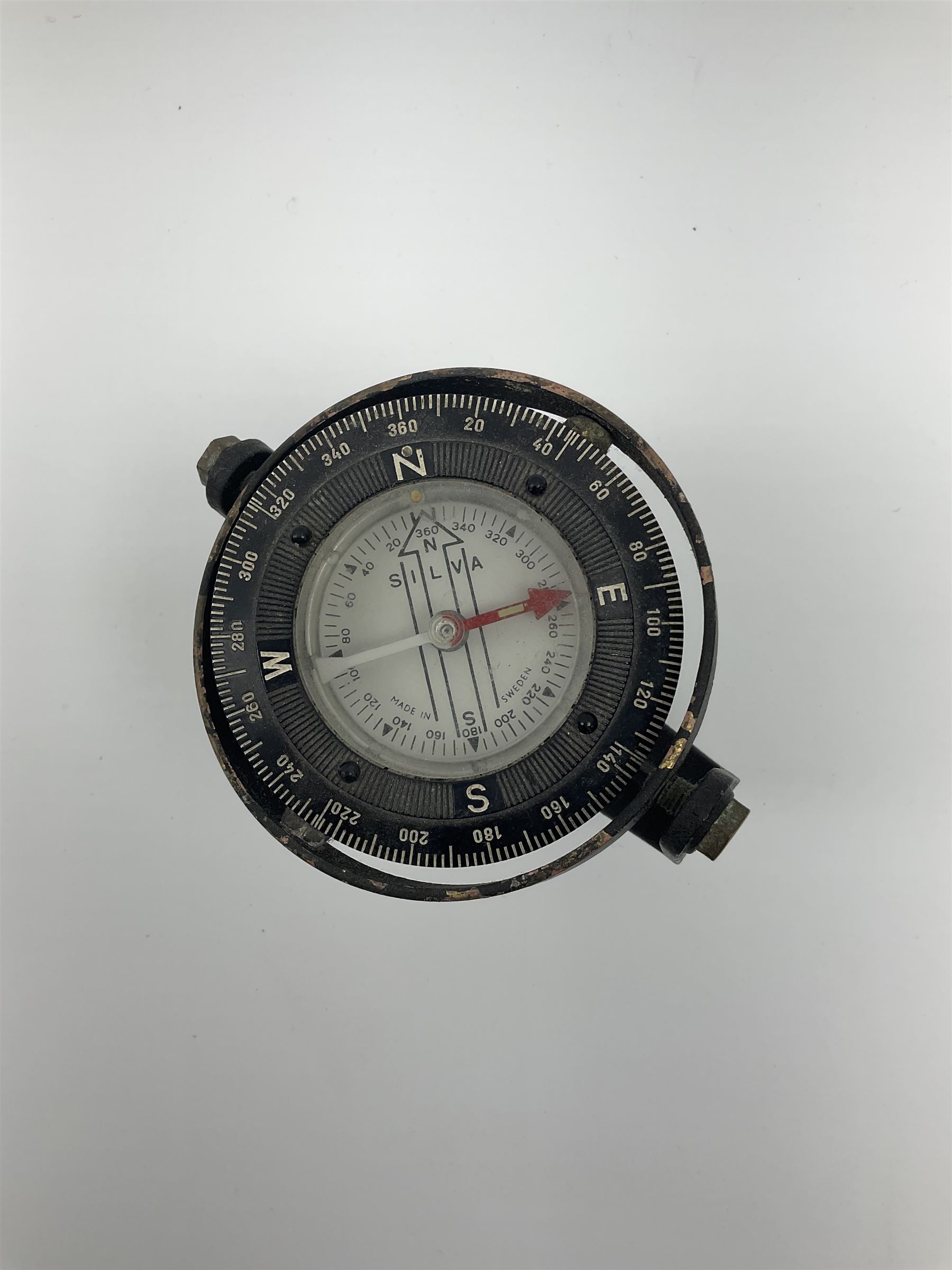 Silva Sweden small boat compass with black crackled gimbal mount L13cm