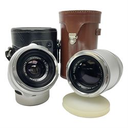 Two Zeiss Ikon Contarex lenses, comprising ' Carl Zeiss Distagon 1:4 f=35 mm' lens, serial no. 3256575 and 'Carl Zeiss Sonnar 1:4 f=135mm' lens, serial no 2621141