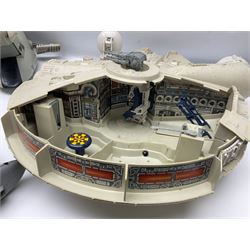 Star Wars - three space vehicles comprising B-Wing fighter and large Millenium Falcon space ship; both with instructions; and Boba Fett Slave 1; all unboxed (3)