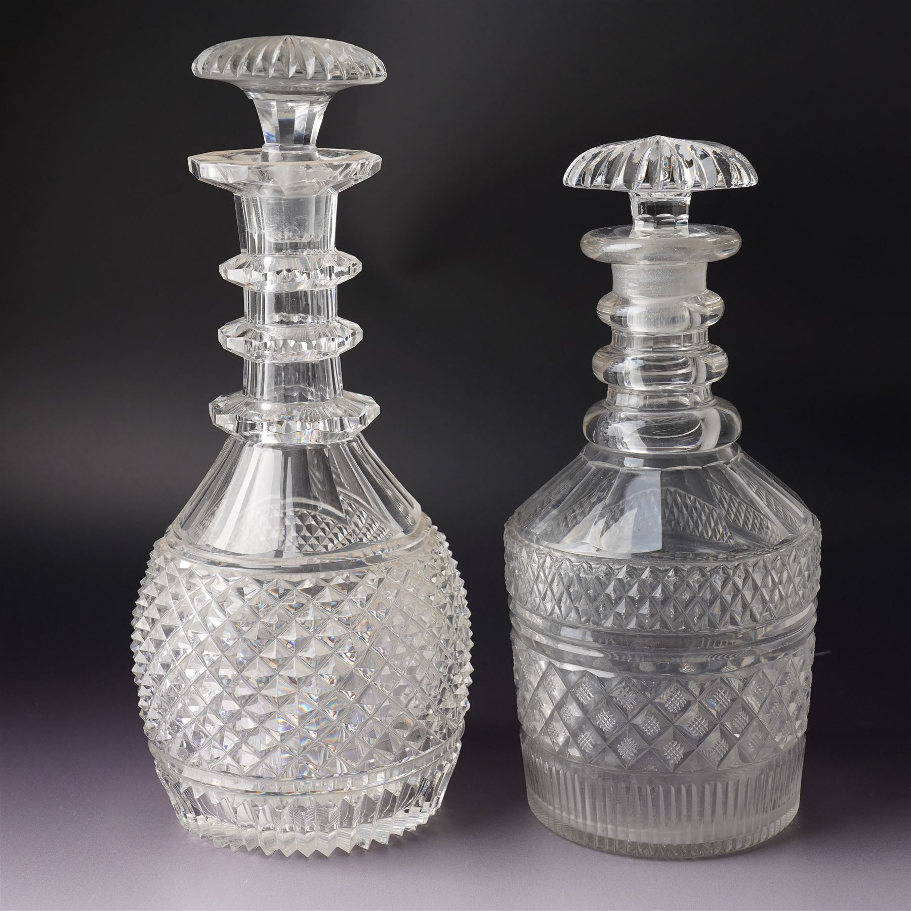 *Set of seven cut glass decanters, max H33cm (7)From the Kirkham Hall Attic & Cellar Collection, sold without reserve