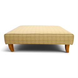 Large footstool, upholstered in tweed fabric