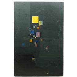 Cyril Hamersma (British 1919-1994): Geometric Cubist Abstract on Black Ground, rectangular...