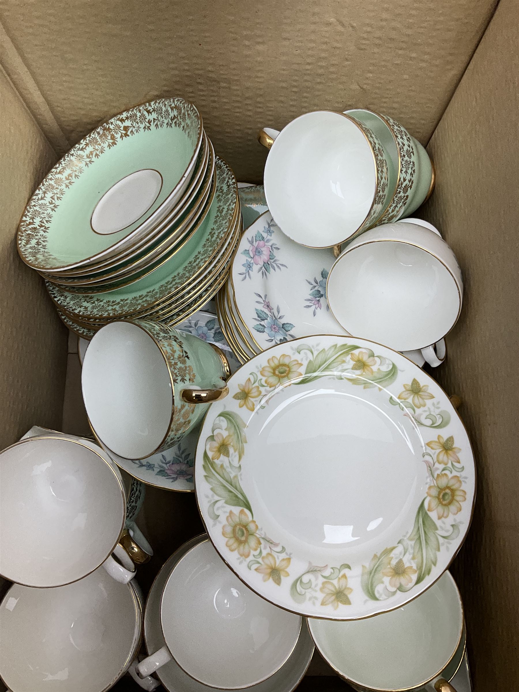 Tea and dinner wares, including Duchess greensleeves design, approximately 56 pieces, crown china imperial design, approximately 20 pieces and colclough pattern number 8378 approximately 20 pieces, two boxes.