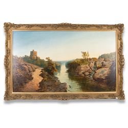 Edmund John Niemann (British 1813-1876): The River Swale below Richmond, oil on canvas signed 76cm x 127cm