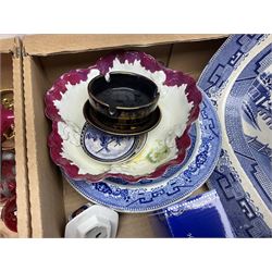 Victorian and later ceramics and glassware, to include cranberry glass, Limoges, blue and white, teawares etc