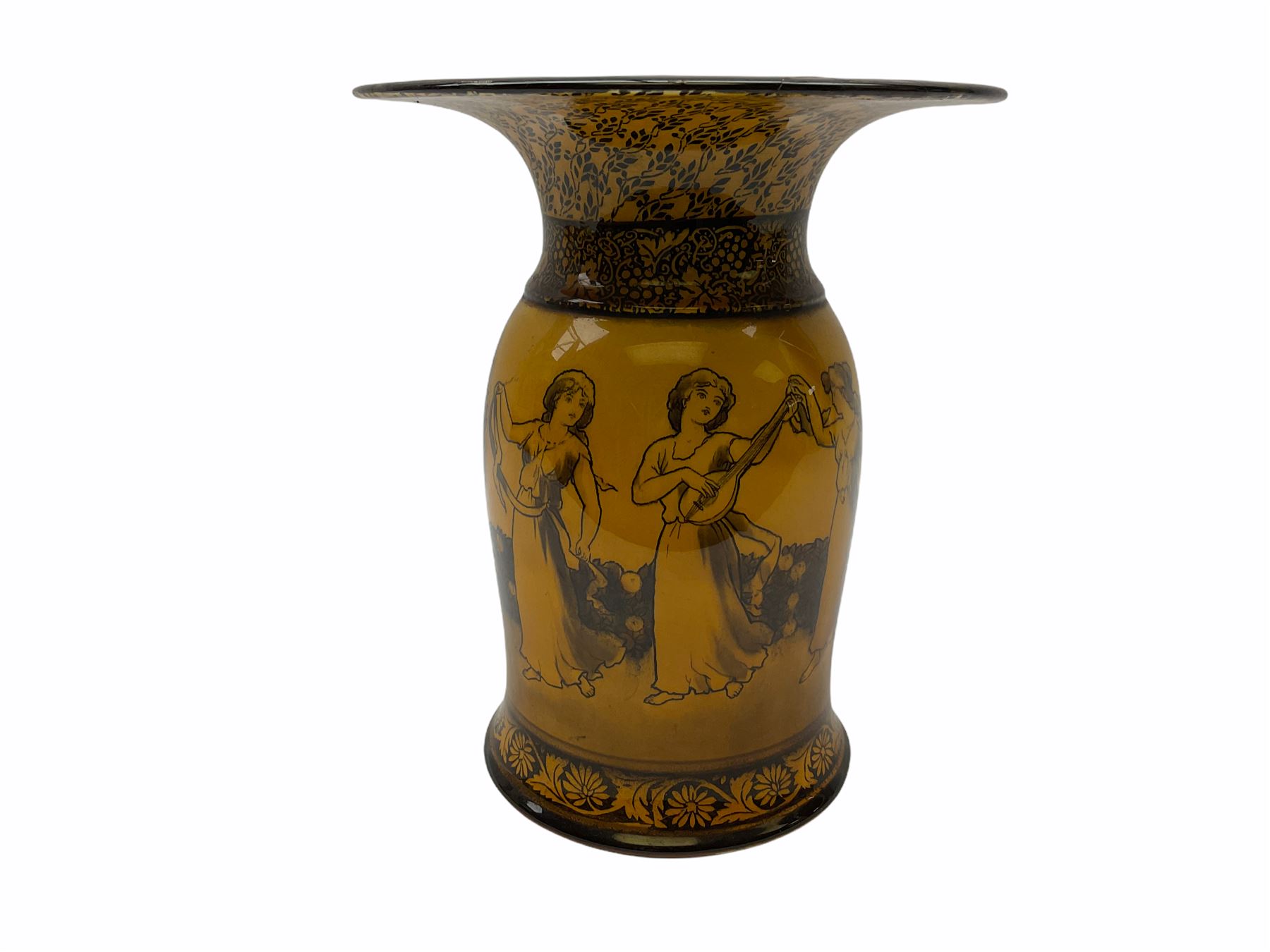 Royal Doulton Morrisian ware vase decorated with female figures, with printed and impressed marks beneath H25cm. 
