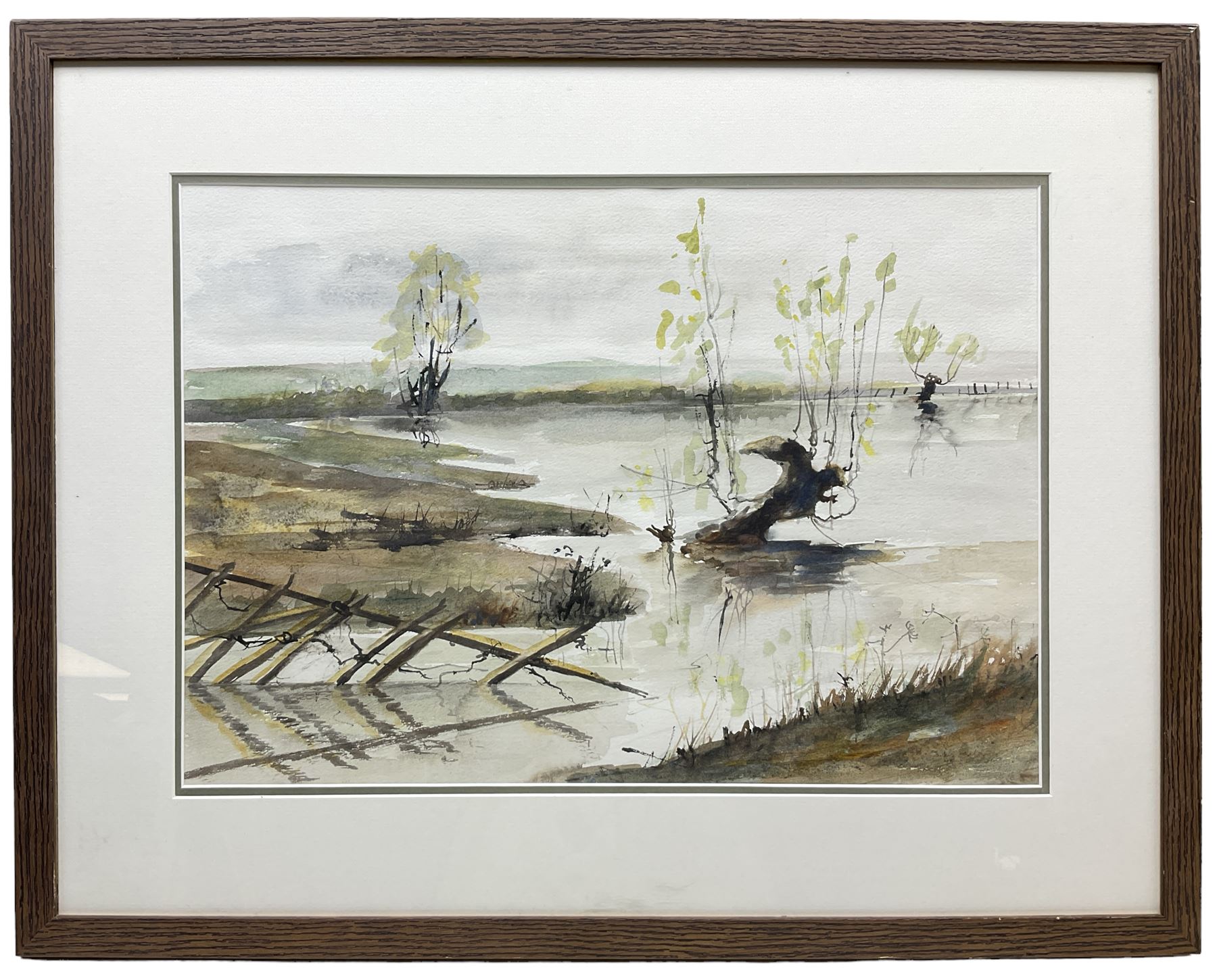 Margaret Parker (Northern British 1925-2012): Yorkshire Marshland, watercolour signed 37cm x 53cm