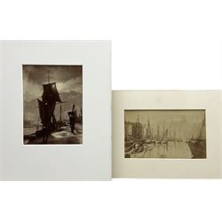 Frank Meadow Sutcliffe (British 1853-1941): Dock End Whitby, 19th cent. albumen print initialled and numbered 526 in the negative 12cm x 20cm (mounted); 'Sunshine and Shadow', 19th cent. albumen print signed and numbered 8 in the negative 19cm x 14cm (mounted) (2)