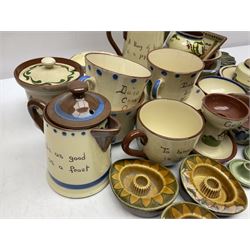 Collection of Motto ware, including cups and saucers, coffee pot, milk jug etc together with studio pottery dishes 