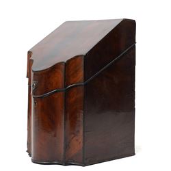 Georgian mahogany knife box, of serpentine form, with fitted interior, H36cm 