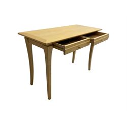 Skovby - side table, rectangular bevelled top, fitted with two drawers raised on splayed supports