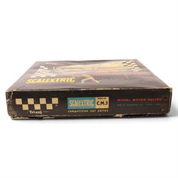 Tri-ang Scalextric Model Motor Racing set C.M.3, with five Tri-ang Scalextric slot car models, including Lotus 1961 in blue, Lotus 1961 in green, Typhoon motorbike and sidecar, B12 Hurricane motorbike and sidecar and Aston Martin DB4 GT,  all boxed, together with Merit Racing Car Assembly Kit, kit built Revell Model Racer Mercedes Benz 300SL Coupe, part built Revell Triumph TR4, Indi-Novi-Ferguson slot car and other accessories 