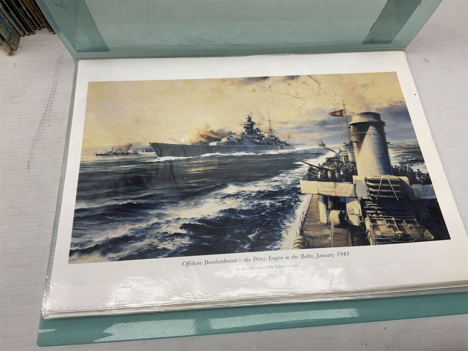 Six Atlas Editions ring binders of Warships Maxi Cards; and large quantity of booklets, cigarette cards etc of naval and shipping interest