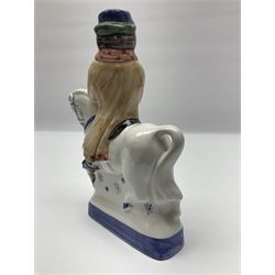 Three Rye Pottery Canterbury Tales figures, comprising The Miller, The Monk and The Franklin, together with a Canterbury Tale tile The Knight, tallest H24cm