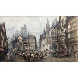 Paul Marny (French/British 1829-1914): 'Town Hall Bourges', watercolour and pencil heightened with white signed and titled, bears stencil mark verso 59cm x 100cm 
Provenance: private collection, purchased David Duggleby Ltd 7th December 2018 Lot 238