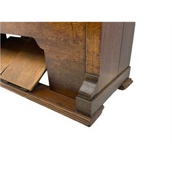 19th century oak cased harmonium, twin pedal pump mechanism