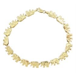 9ct gold elephant link bracelet, hallmarked