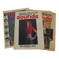 1980s 'Sounds' music magazines, approximately two-hundred and seventy spanning the years 1980-1986