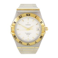 Omega Constellation gentleman's gold and stainless steel quartz wristwatch, Cal. 1680, Ref...