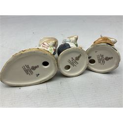 Six Royal Doulton Brambly Hedge figures, comprising Catkin DBH 12, Clover DBH 16, Lord Woodmouse DBH 4, Poppy Eyebright DBH 1, Mr Apple DBH 2, Old Mrs Eyebright DBH 9 and Beswick Beatrix Potter Appley Dapply figure, all with printed marks beneath