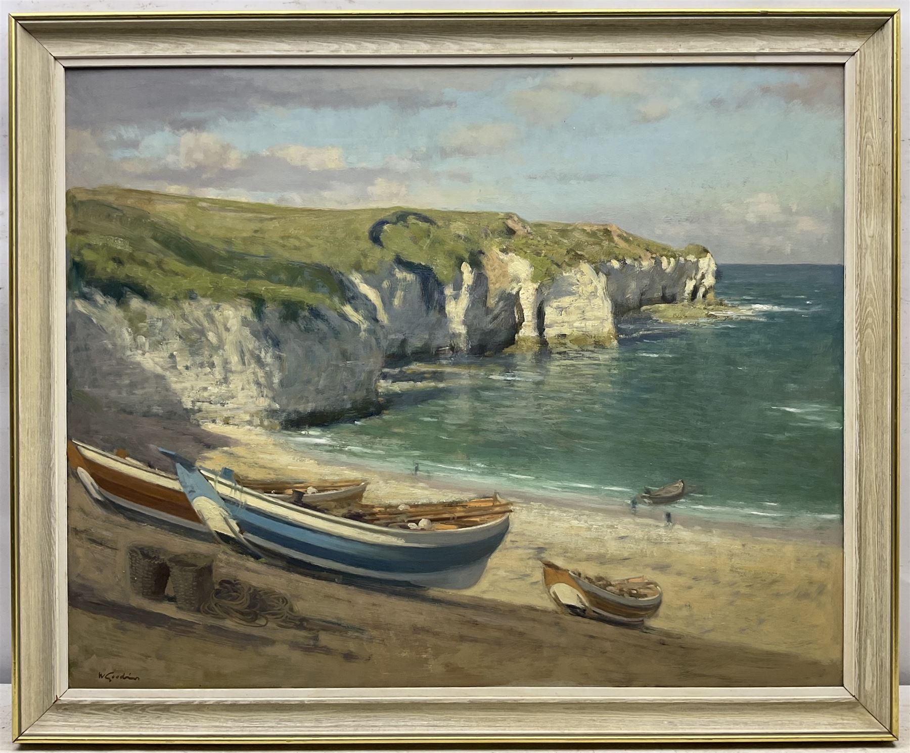 Walter Goodin (British 1907-1992): North Landing Flamborough, oil on board signed 60cm x 74.5cm