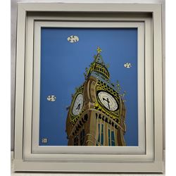 Dylan Izaak (British 1971-): Big Ben, oil on aluminium signed with initials 59cm x 49cm 
Provenance: purchased by the vendor from Whitewall Galleries