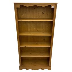 Tall solid pine open bookcase