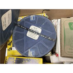 Over forty cine films, various formats including 8mm and 9.5mm, including a number starring Charlie Chaplin - Shoulder Arms, Shanghaied, The Fireman, A Dogs Life, The Count, Rolling Around, Easy Street, The Perfect lady, The Water Cure etc; Laurel & Hardy 'Heave-Ho' and others; most boxed