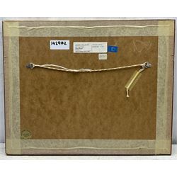 Irene Halliday (Scottish 1931-2023): 'Yellow Nets - Quayside Symi' Greece, gouache signed, titled verso 23.5cm x 35cm 