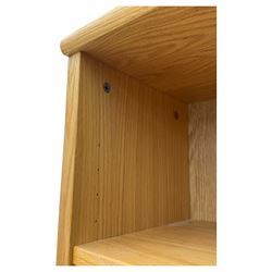 Light oak 6' open bookcase, five adjustable shelves