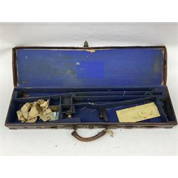 19th/early 20th century brass bound leather shotgun case with fitted interior to accommodate 72cm (28.25