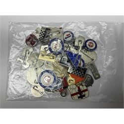 Large collection of approximately one hundred enamel badges and key rings, relating to British and World football clubs, vesper etc